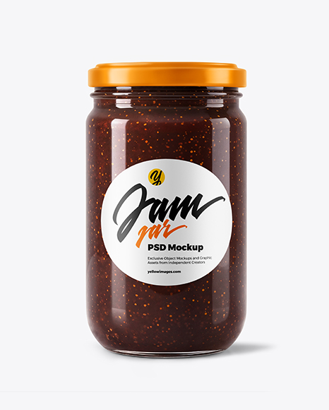 Clear Glass Jar with Fig Jam Mockup - Realistic mockups