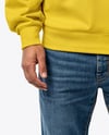 Bearded Man Wearing Raglan Sweatshirt and Jeans Mockup