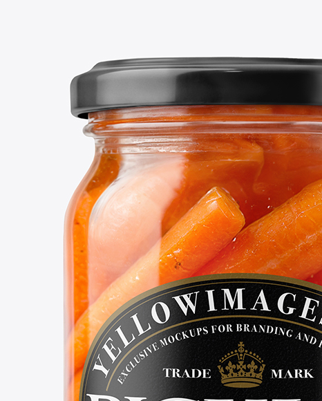 Glass Jar with Pickled Carrots Mockup