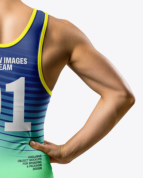 Woman Wearing Wrestling Uniform Mockup