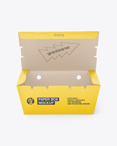 Opened Kraft Paper Food Box Mockup