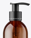 Amber Cosmetic Bottle with Pump Mockup