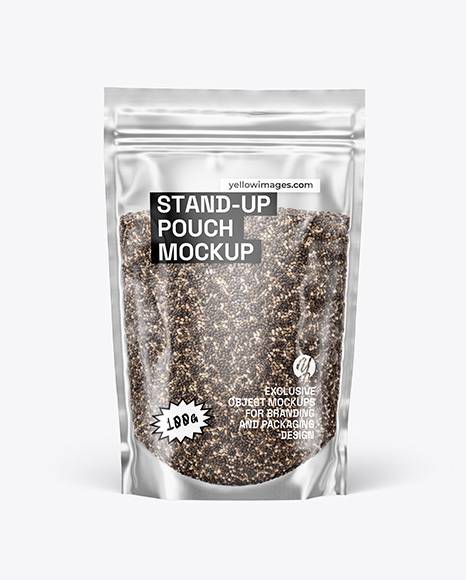 Stand-Up Pouch w/ Chia Seeds Mockup