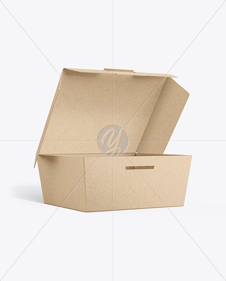 Opened Kraft Paper Food Box Mockup