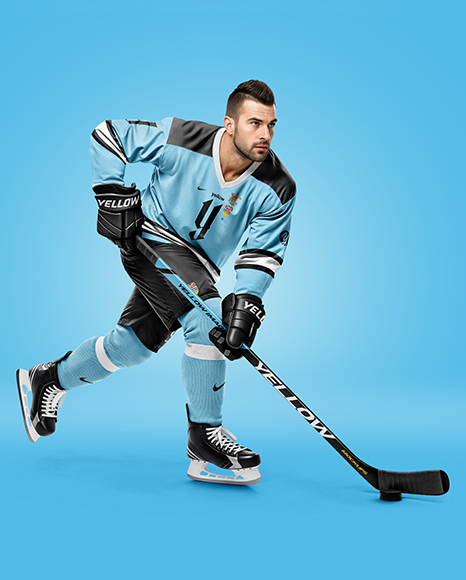 Man Wearing Full Ice Hockey Kit Mockup