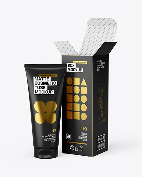 Opened Box With Cosmetic Tube Mockup