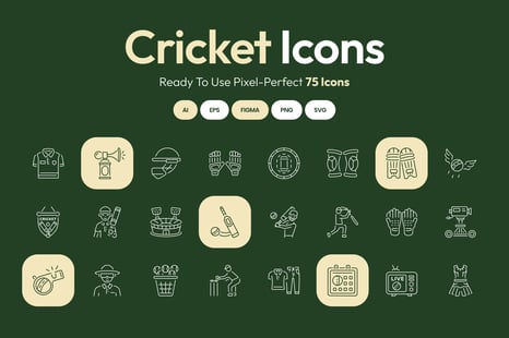 Cricket Icon Art Set