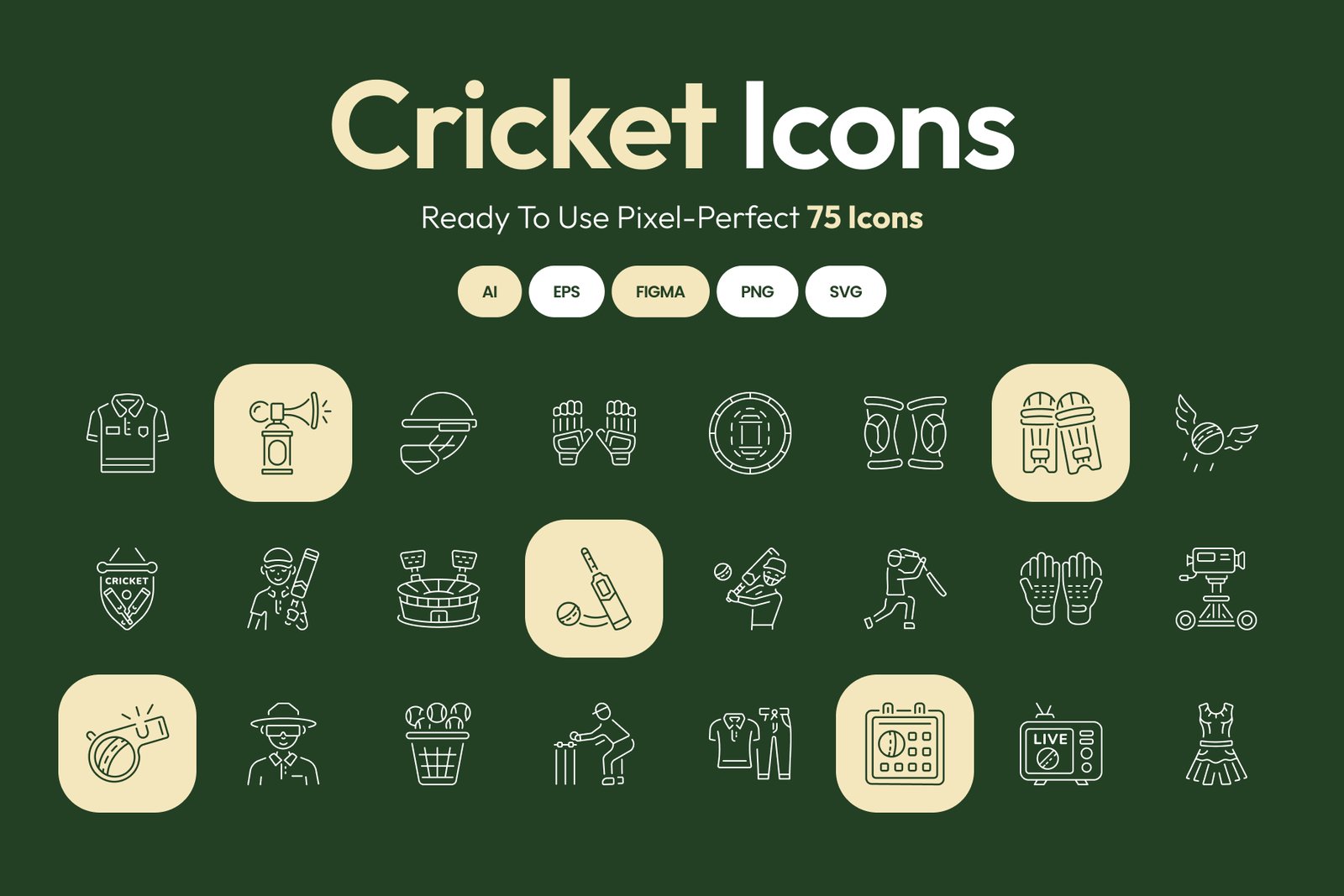 Cricket Icon Art Set