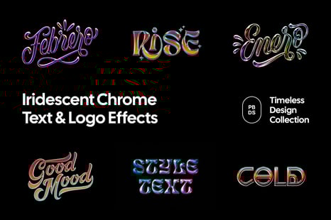 Iridescent Chrome Text & Logo Effect - Graphic Design Assets