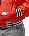 Baseball Player Wearing a Bomber Jacket and Cap Mockup