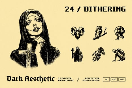 Dark Aesthetic Dithering Graphic Pack Vol.5 - Graphics