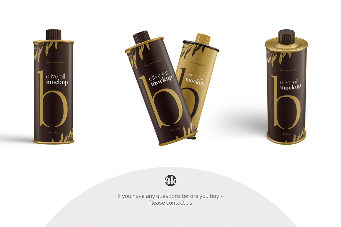 Olive Oil Metal Bottle Mockup Set