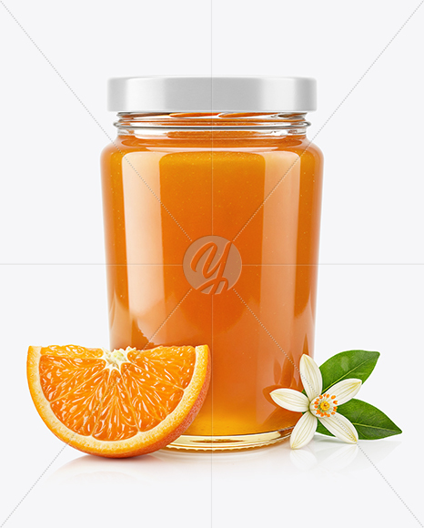 Glass Jar with Orange Blossom Honey Mockup