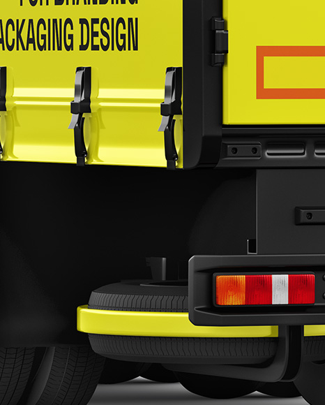 Semi Trailer Truck Mockup - Back Half Side View