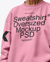 Smiling Elderly Woman Wearing Oversize Sweatshirt & Sweatpants Mockup