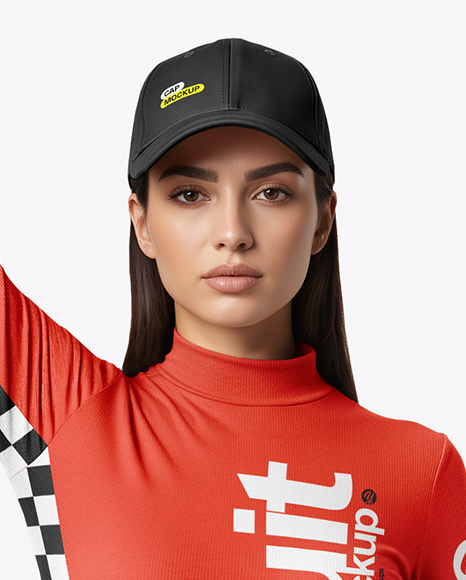 Woman Wearing Bodysuit with Flag Mockup