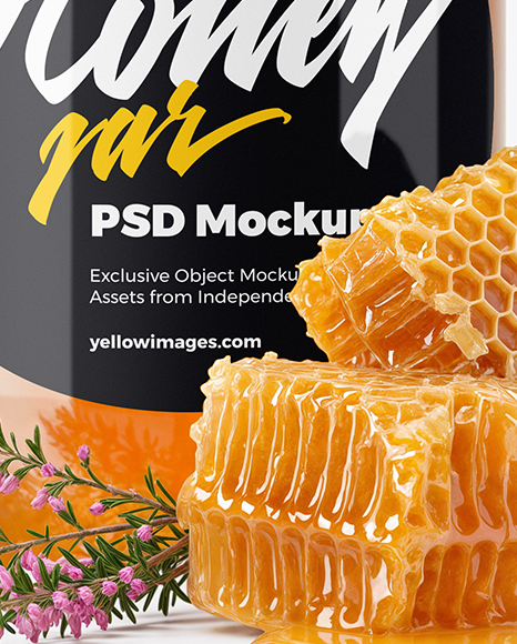 Clear Glass Jar with Heather Honey Mockup