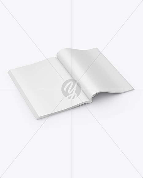 Opened Magazine Mockup - Half Side View