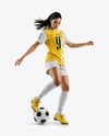 Woman Wearing Soccer Jersey and Shorts Mockup