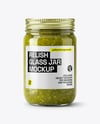 Glass Jar with Green Relish Sauce Mockup