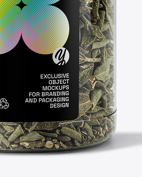 Plastic Jar with Sage Herb Mockup