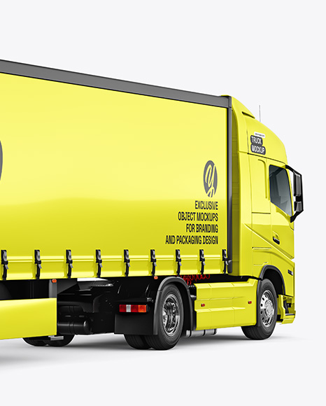 Semi Trailer Truck Mockup - Back Half Side View