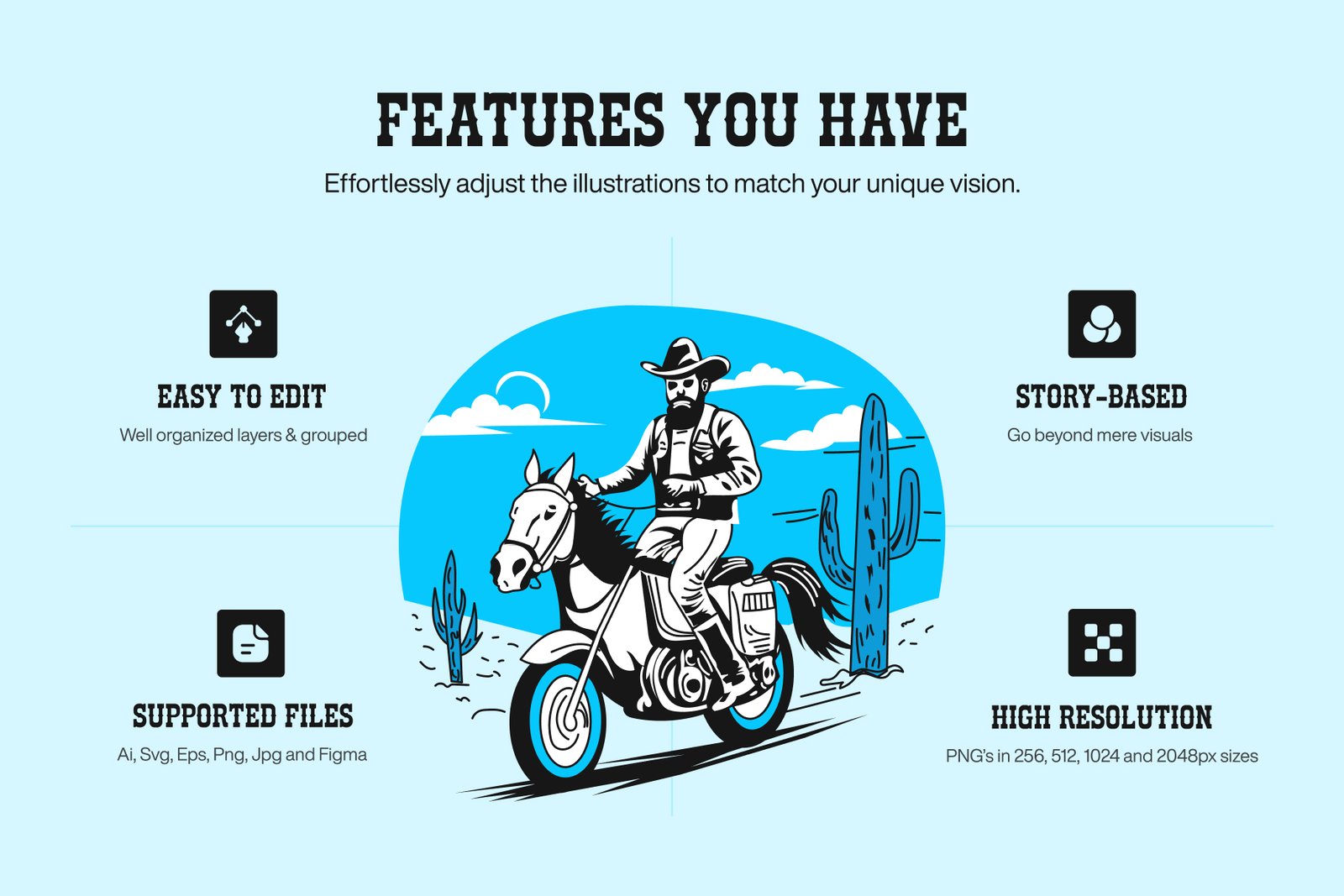 Cowboy Vector Illustration Set