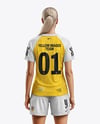 Woman Wearing Raglan Soccer Jersey and Shorts Mockup