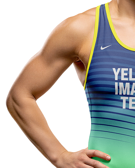 Woman Wearing Wrestling Uniform Mockup