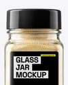 Square Spice Glass Jar with Onion Powder Mockup