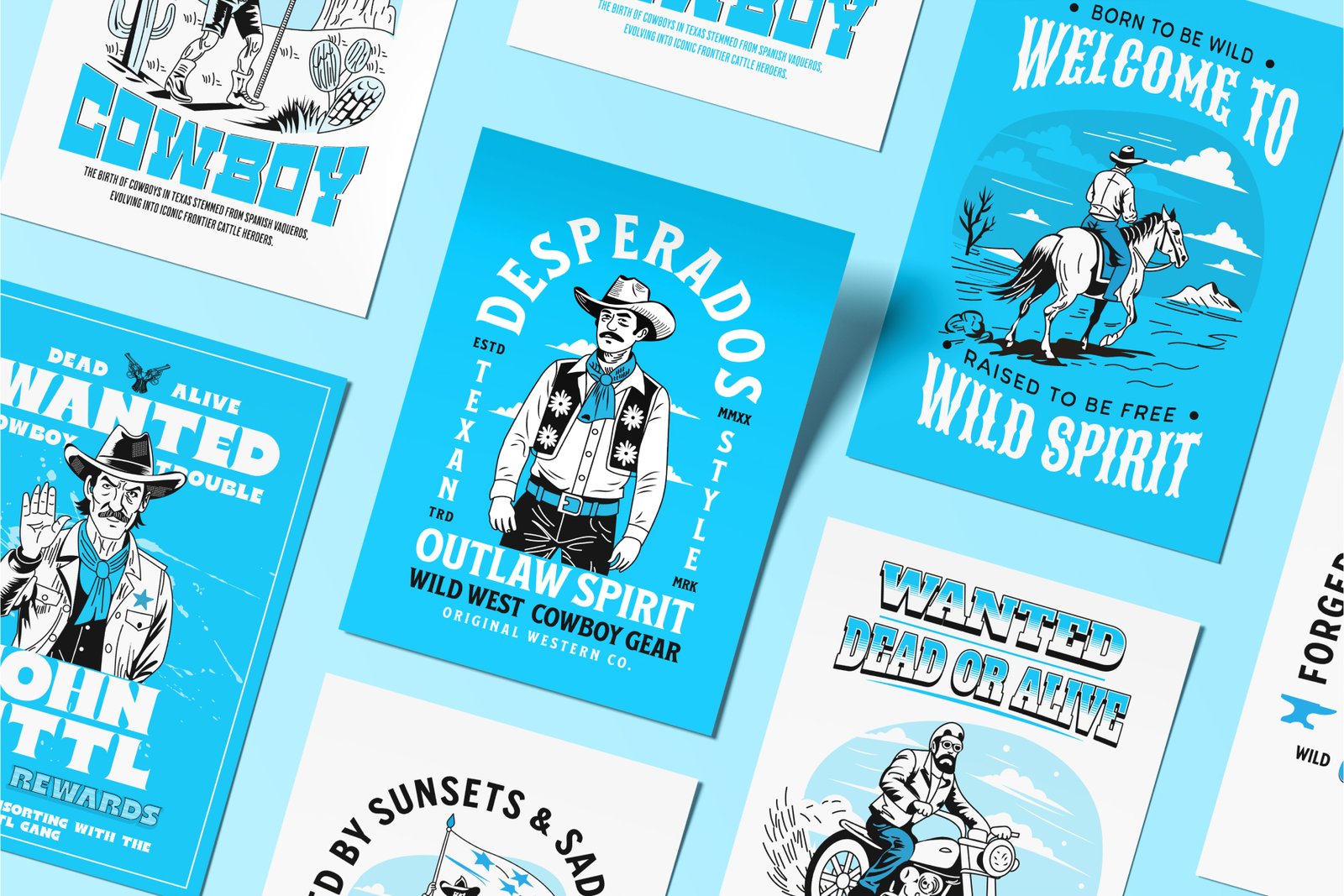Cowboy Vector Illustration Set