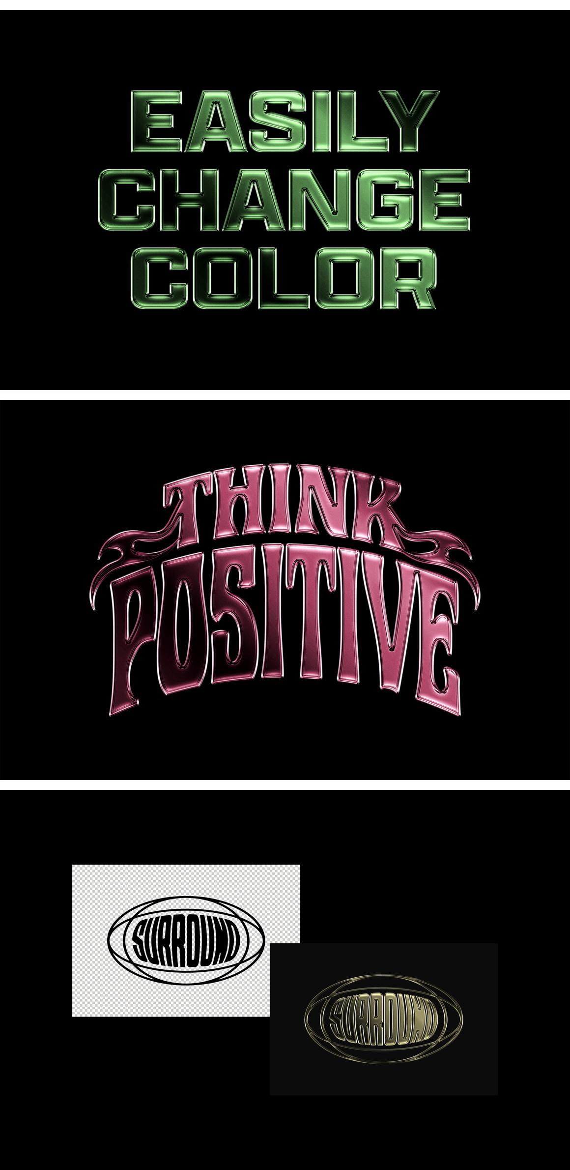 Colorful Metallic Chrome Text &amp; Logo Effect