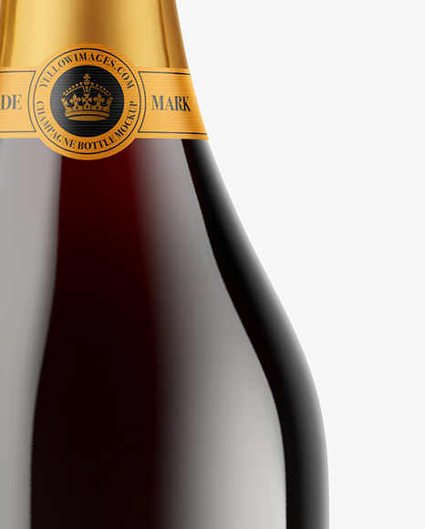 Green Glass Red Champagne Bottle Mockup