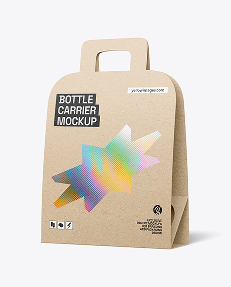 Kraft Paper Bottle Carrier Mockup - Cylindrical box mockup