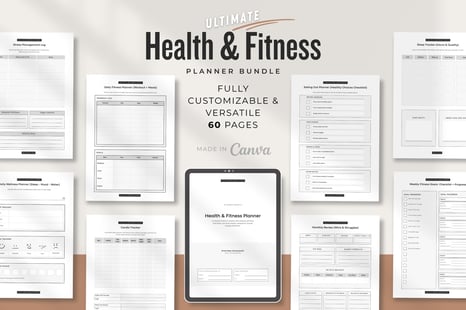 Health and Fitness Planner Bundle | Canva Templates - Templates