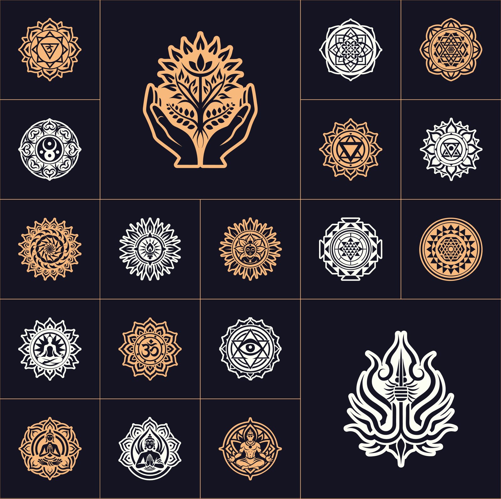 Yoga Symbols Vector Art Set