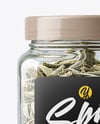 Square Plastic Jar with Sage Herb Mockup