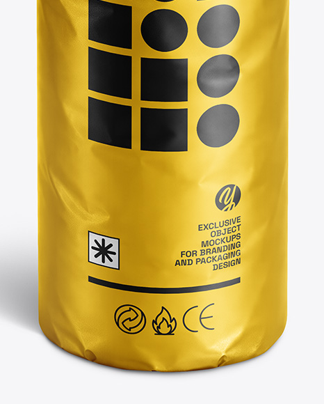 Metallic Round Snack Package Mockup