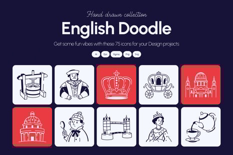 English Doodle Icon Set - Graphics