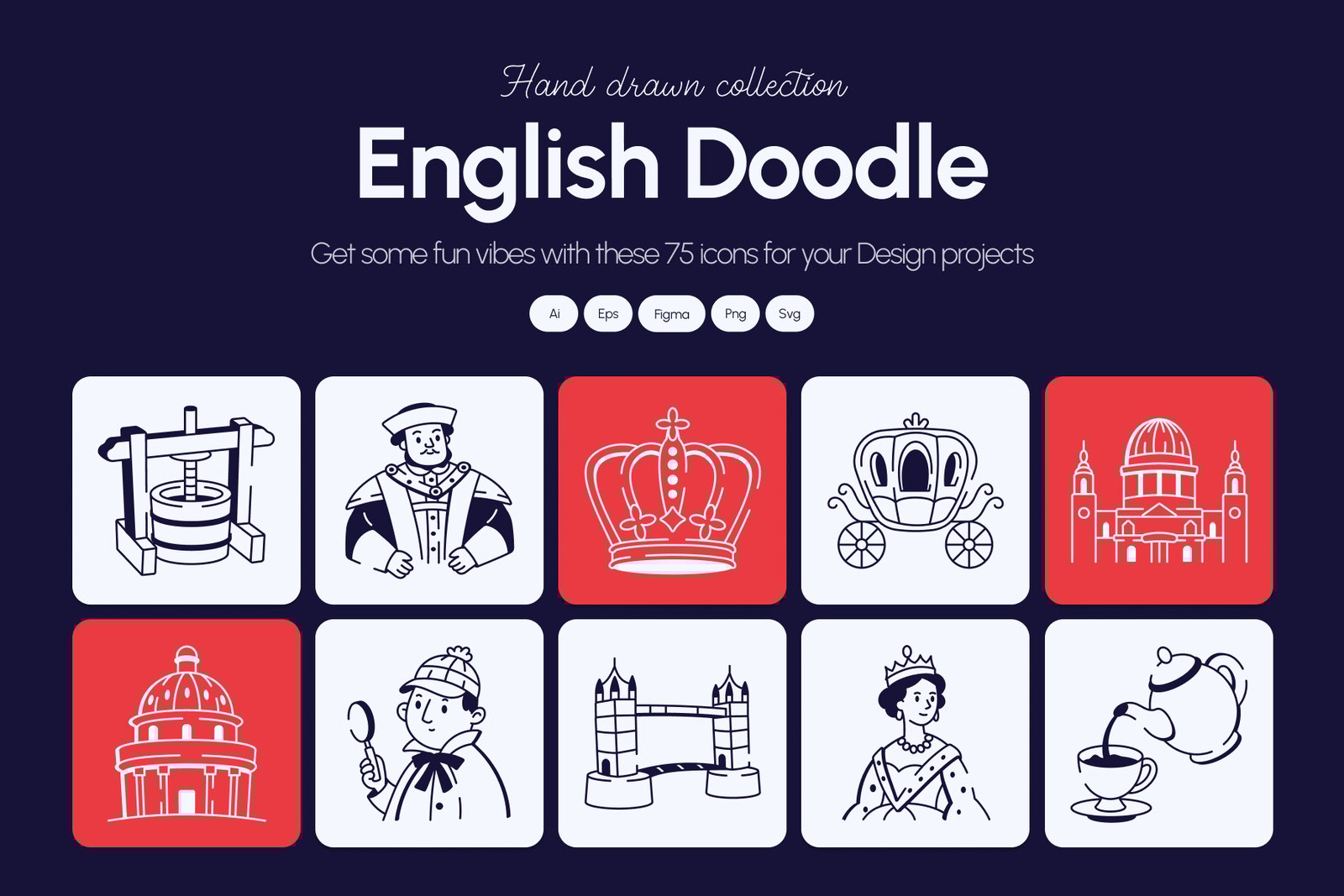 English Doodle Icon Set