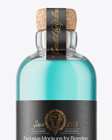 Clear Glass Liquor Bottle with Cork Mockup