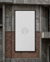 Vertical Billboard on a Brick and Concrete Wall Mockup