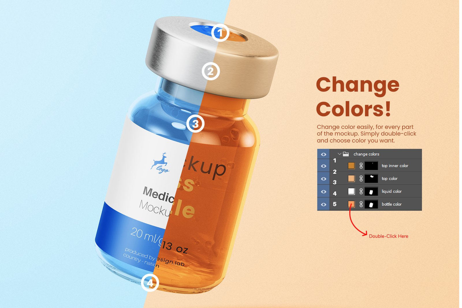 Vaccine Glass Vial Bottle PSD Mockup Set