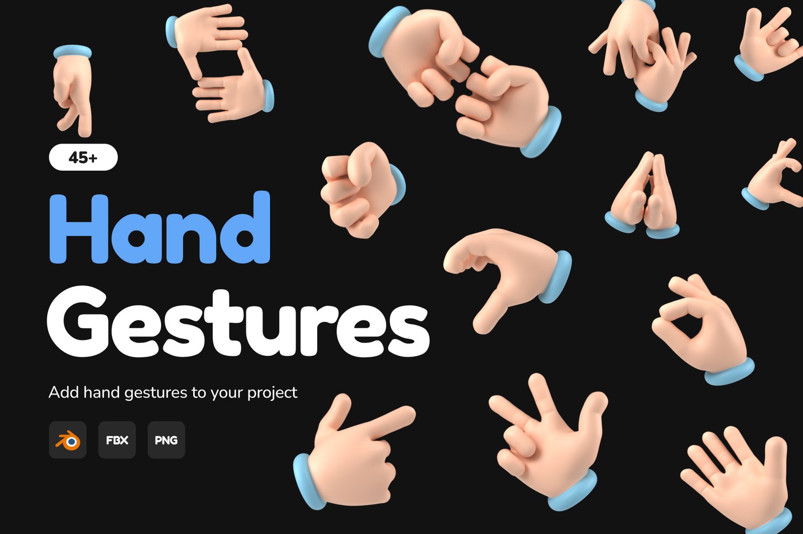 Floating 3D Hands Icons
