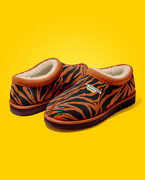 Pair of Women's UGG Slippers Mockup