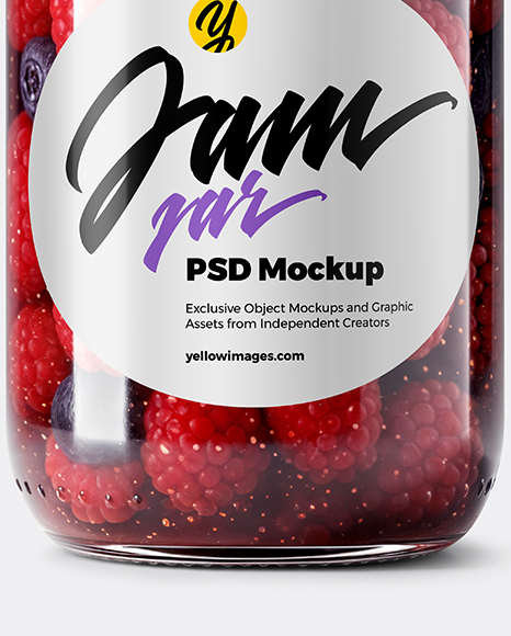Glass Jar with Mixed Berries Preserves Mockup