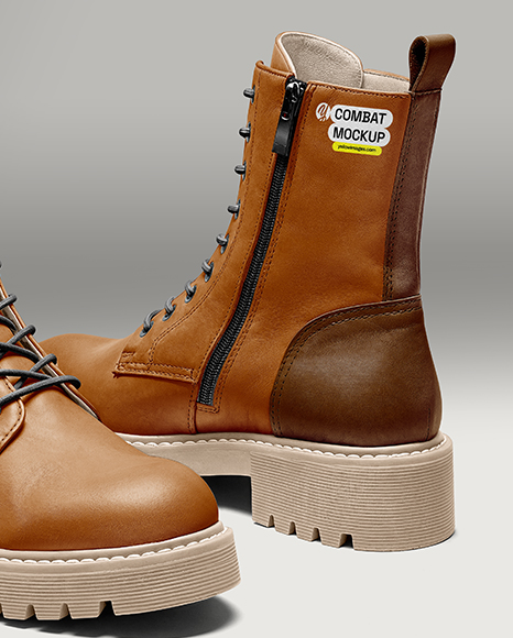 Pair of Women's Combat Boots Mockup