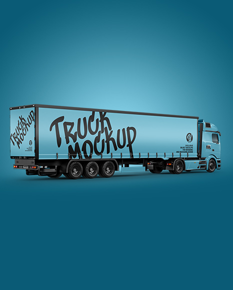 Semi Trailer Truck Mockup - Back Half Side View