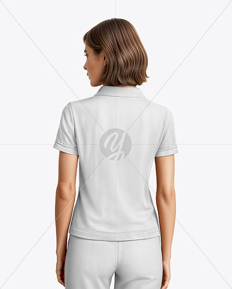 A Woman Wearing a Polo Shirt and Pants Mockup