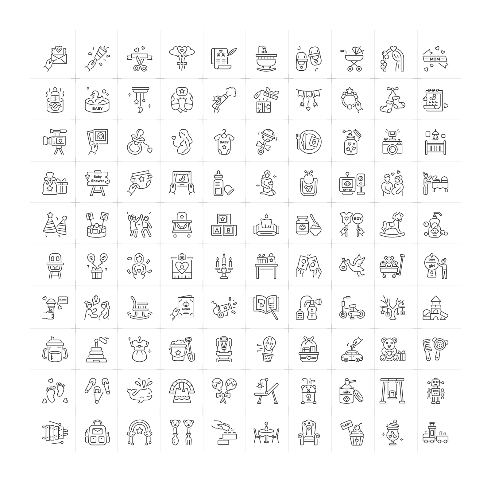 Baby Shower Vector Icons